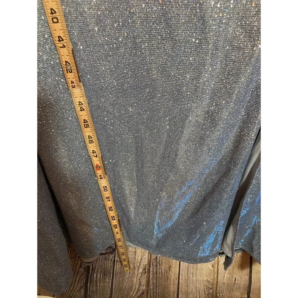Nightway‎ Dress 22W Icy Blue All Over Glitter Mother of The Bride Gown Slit Plus - Picture 12 of 16